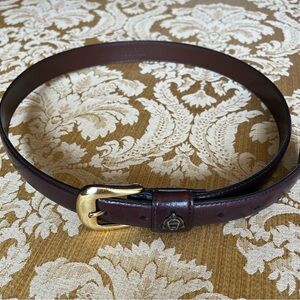 ETIENNE AIGNER Brown Leather Belt with Gold Buckle